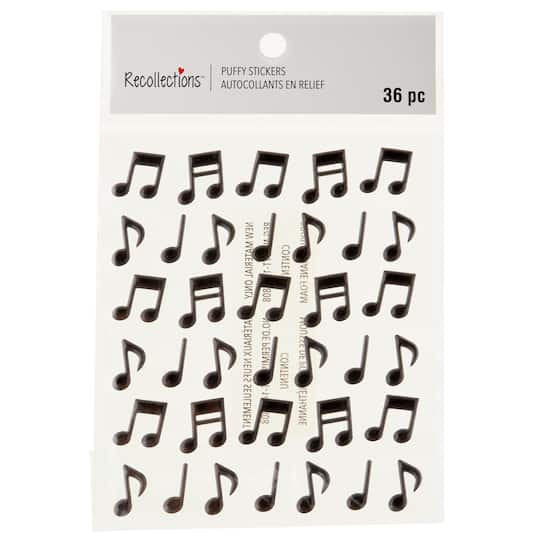 12 Packs: 36 ct. (432 total) Puffy Music Note Stickers by Recollections™ Signature™